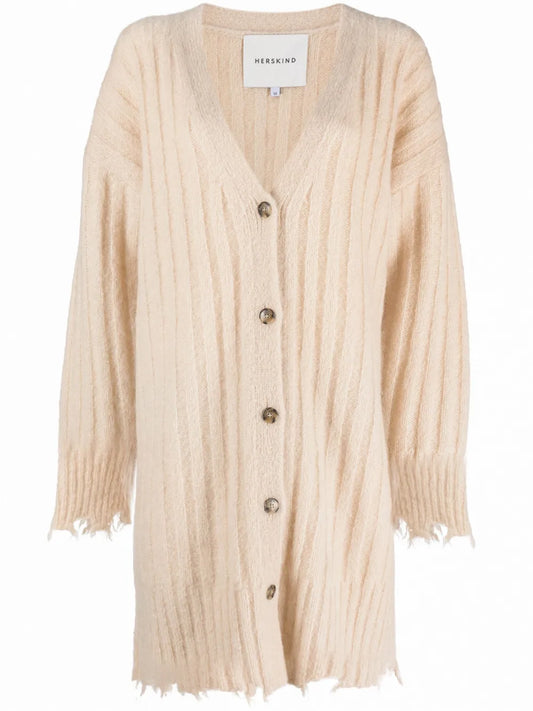 Base Distressed Ribbed Cardi-Coat