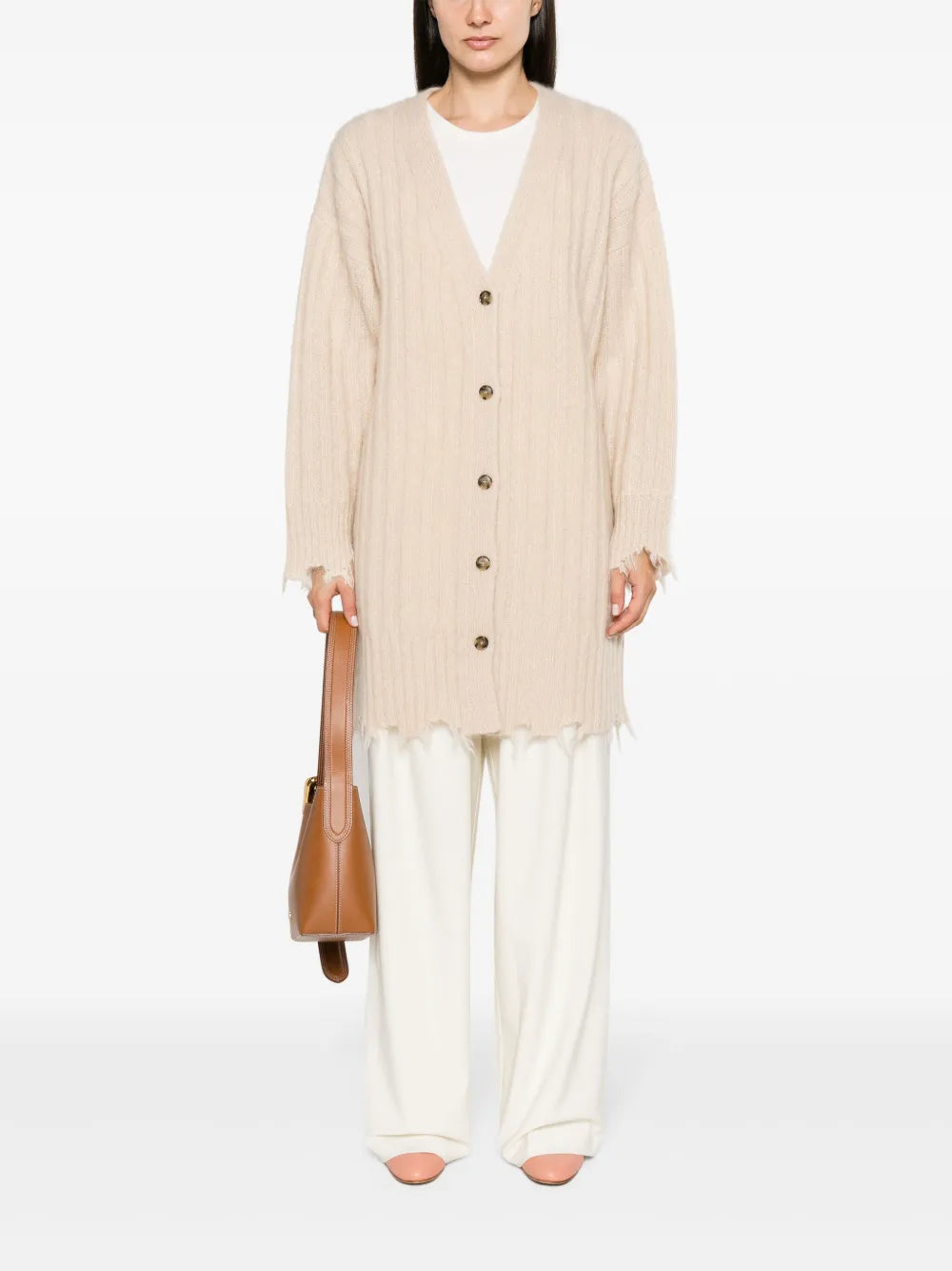 Base Distressed Ribbed Cardi-Coat