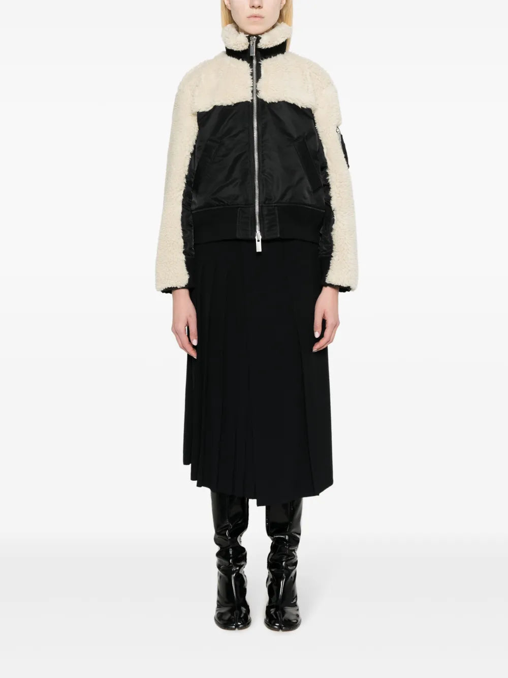 Panelled Faux-Shearling Jacket