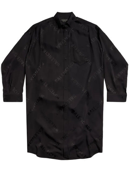 Diagonal Logo-Print Shirtdress