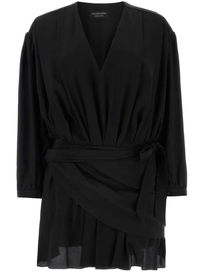 V-Neck Silk Minidress