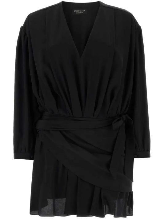 V-Neck Silk Minidress