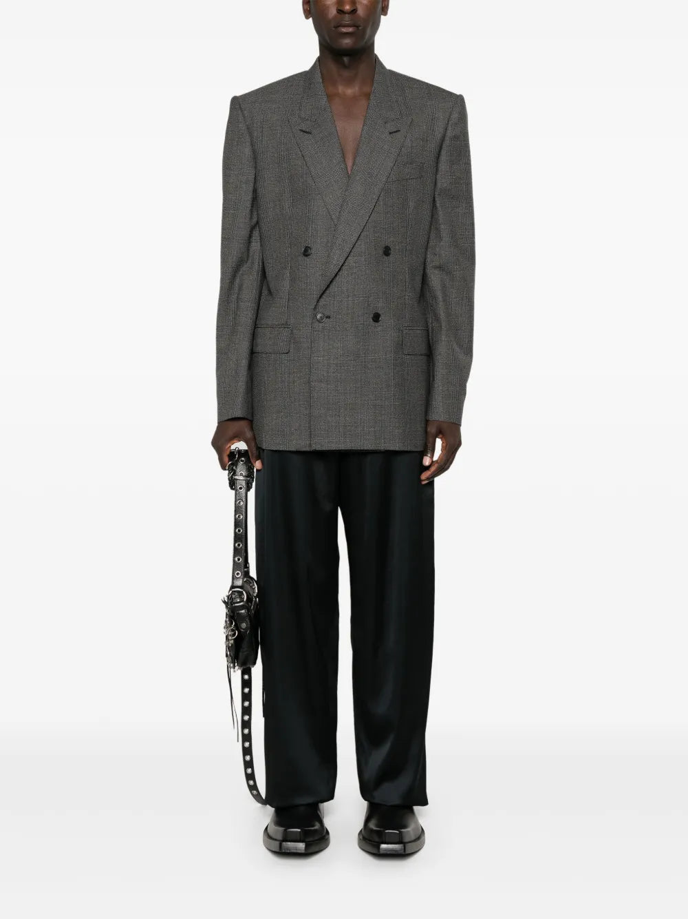 Checked Double-Breasted Blazer