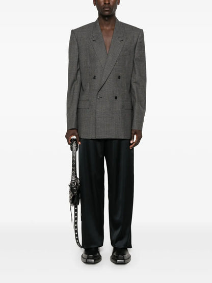 Checked Double-Breasted Blazer