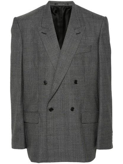 Checked Double-Breasted Blazer