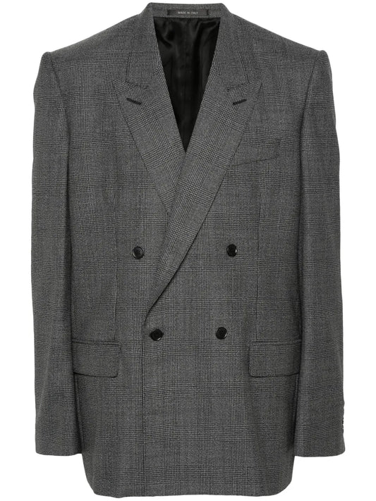 Checked Double-Breasted Blazer