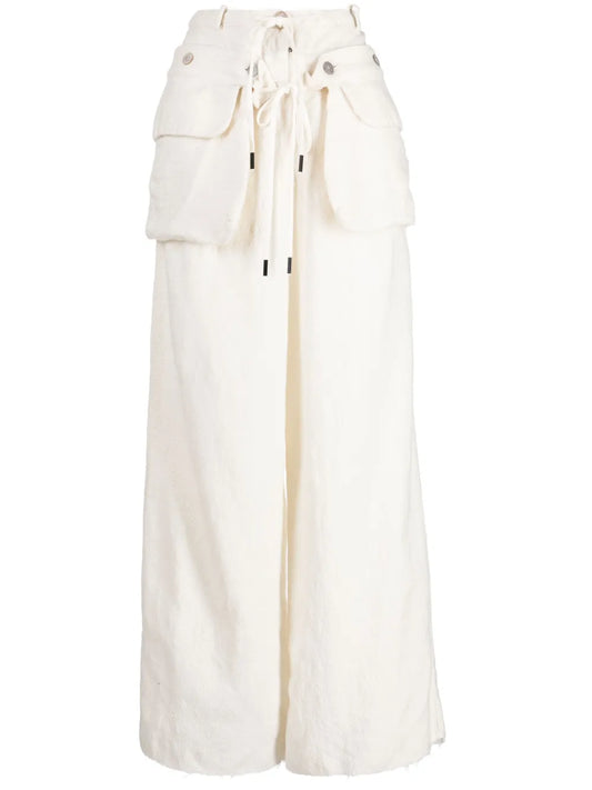 Detachable-Belt Wide-Leg Trousers