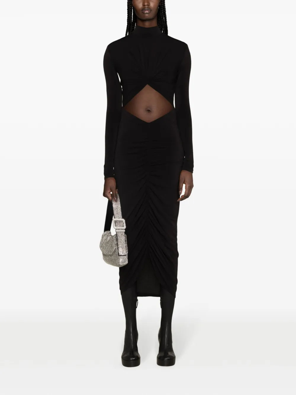 Kim Ruched Cut-Out Midi Dress