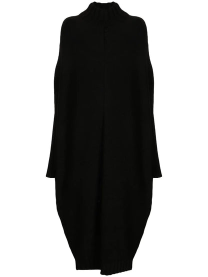 Mock-Neck Knitted Midi Dress