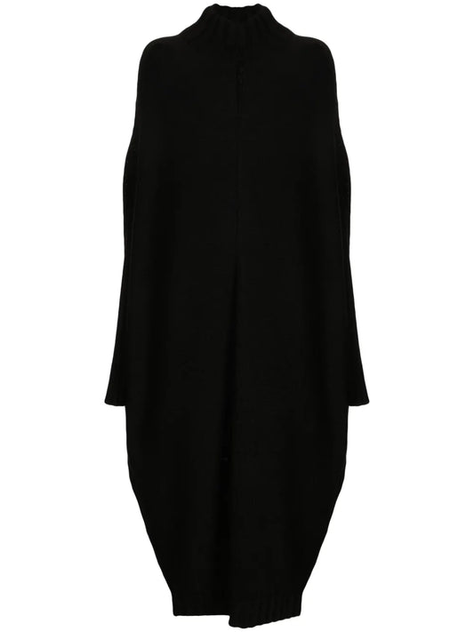 Mock-Neck Knitted Midi Dress