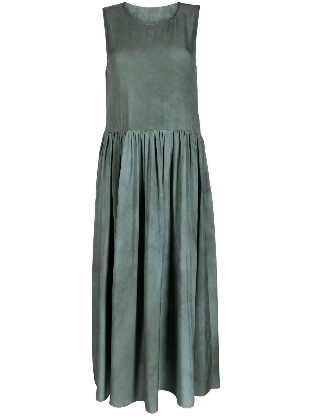 Distressed Pleated Midi Dress