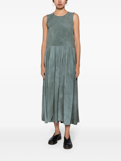 Distressed Pleated Midi Dress