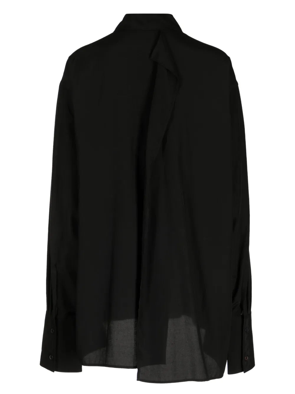 Semi-Sheer Draped-Panel Shirt