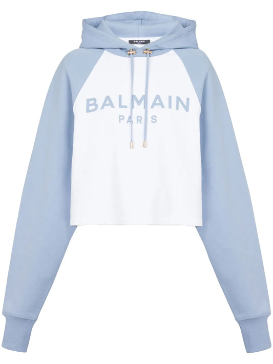 Logo-Print Cropped Hoodie