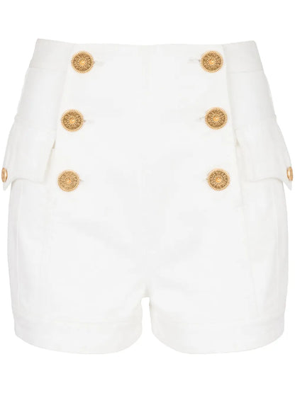 6-Button Denim Shorts