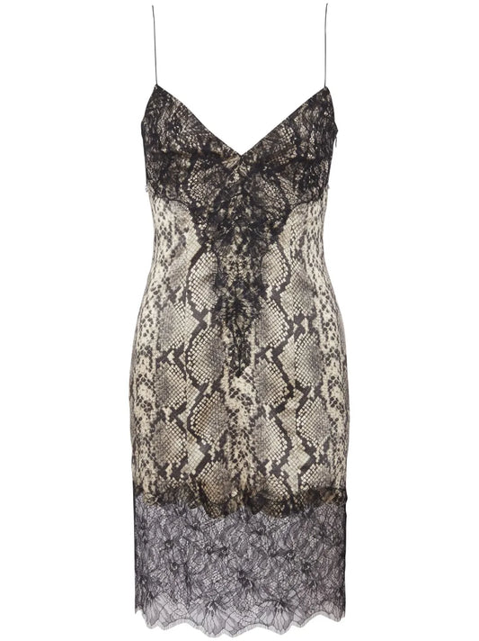 Python-Print Lace Minidress