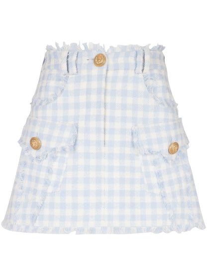 Gingham-Pattern A-Line Miniskirt