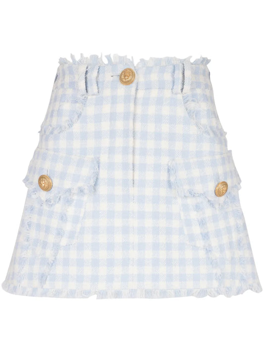 Gingham-Pattern A-Line Miniskirt