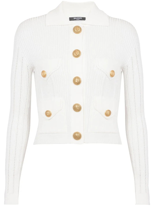 Buttoned Ribbed Cardigan