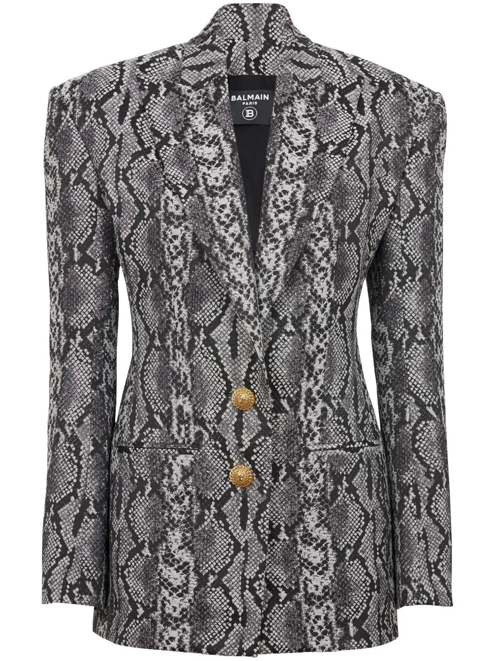 2-Button Snakeskin-Print Blazer