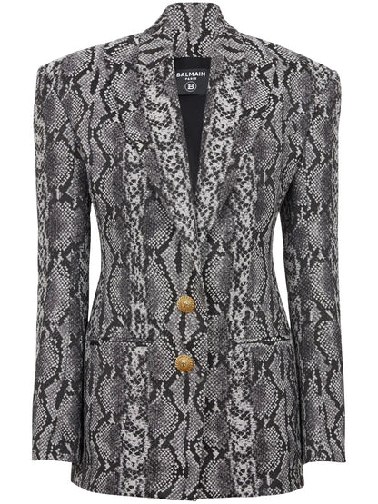 2-Button Snakeskin-Print Blazer