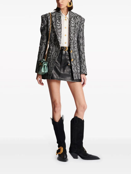 2-Button Snakeskin-Print Blazer