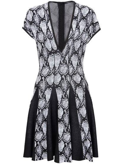 Python-Jacquard Knitted Skater Dress