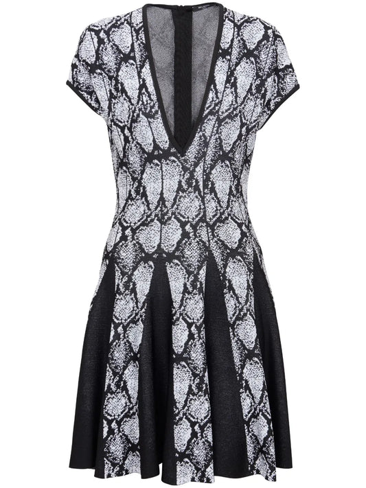 Python-Jacquard Knitted Skater Dress