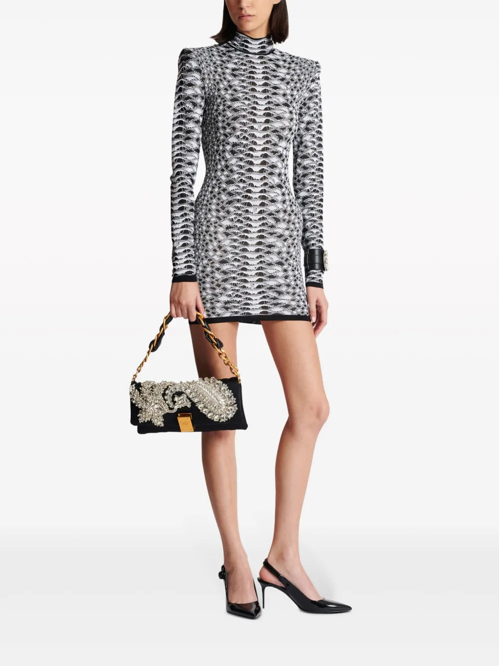 Python-Jacquard Knitted Minidress