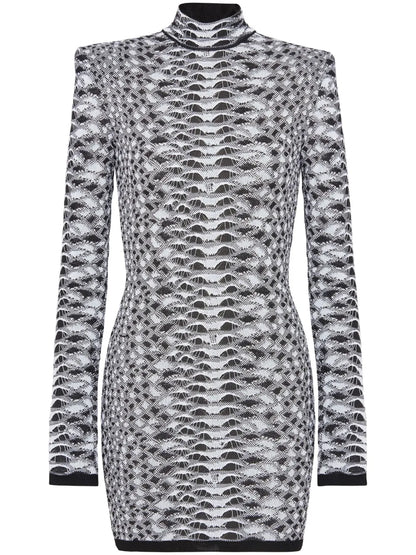 Python-Jacquard Knitted Minidress