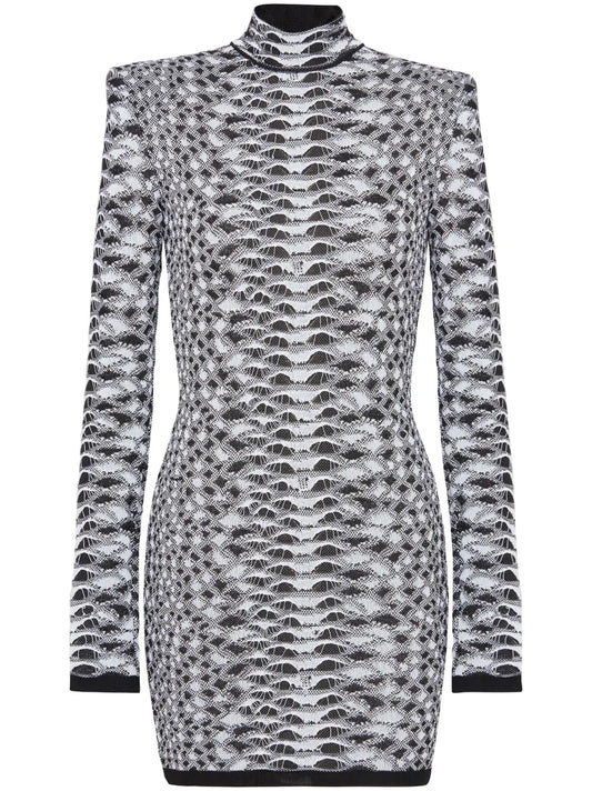 Python-Jacquard Knitted Minidress