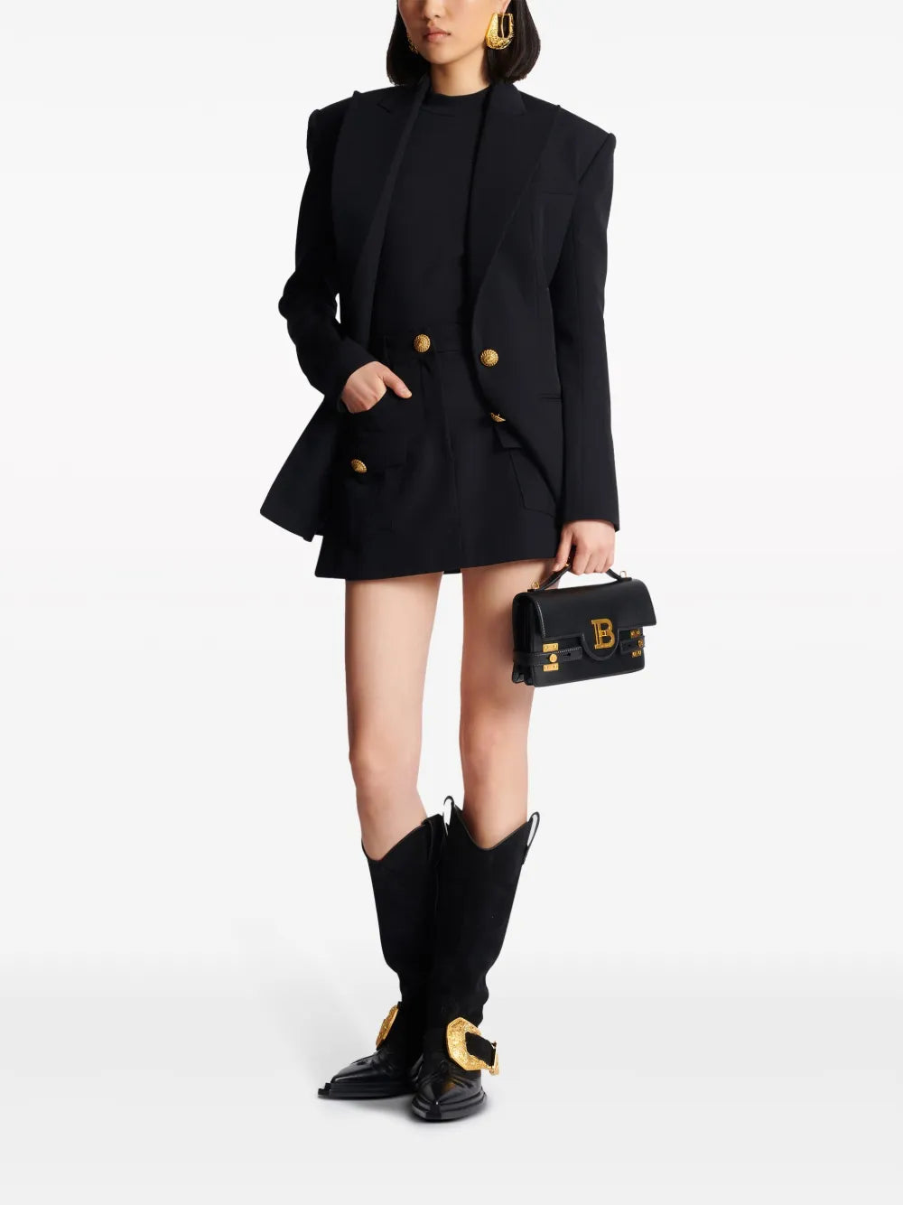 Western Panelled Wool Mini Skirt