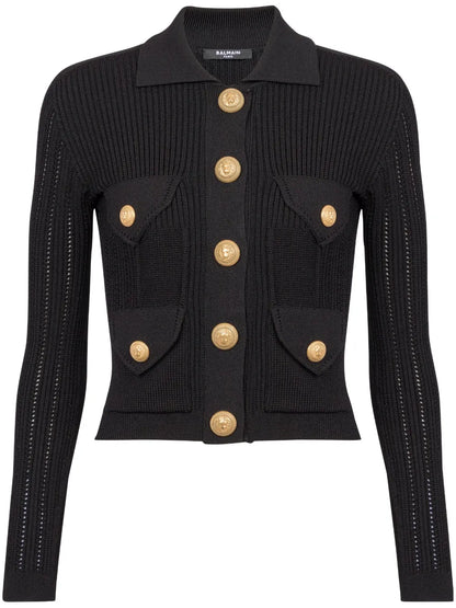 Buttoned Ribbed Cardigan