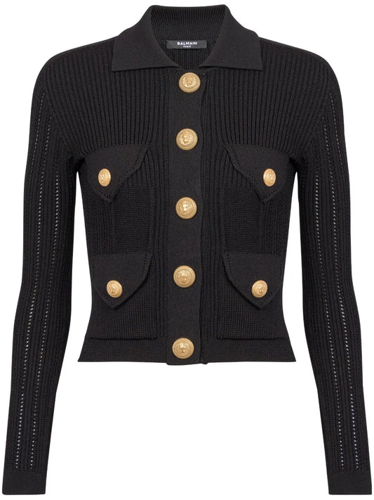 Buttoned Ribbed Cardigan