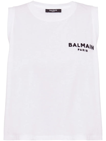 Logo-Flocked Cotton Top