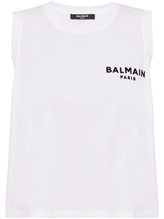 Logo-Flocked Cotton Top