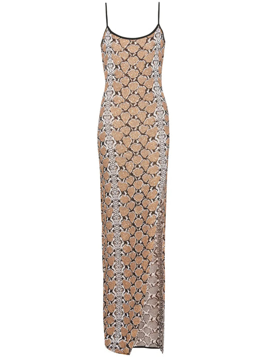 Python-Jacquard Glittered Maxi Dress
