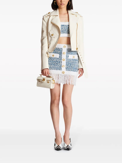 Denim Tweed Crop Top