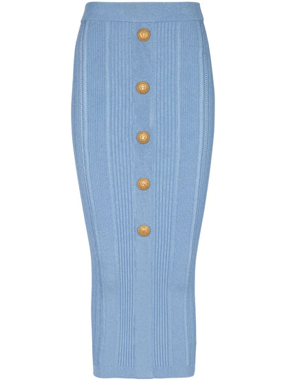 Ribbed-Knit Midi Skirt