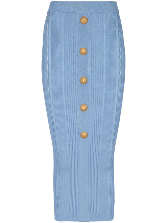 Ribbed-Knit Midi Skirt