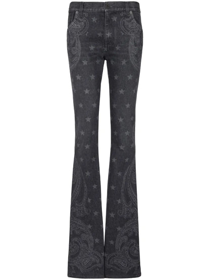 Star-Print Bootcut Mid-Rise Jeans