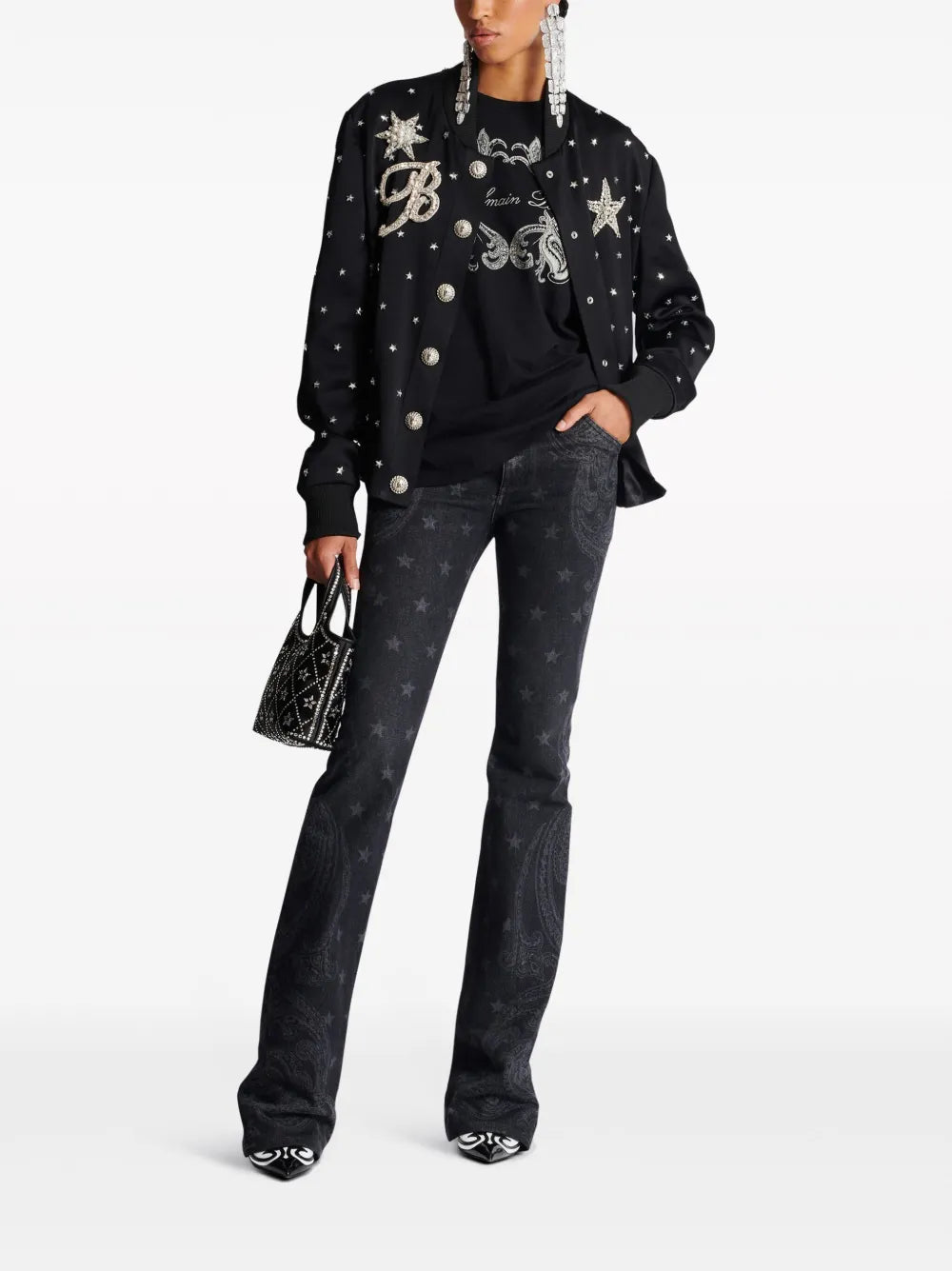 Star-Print Bootcut Mid-Rise Jeans