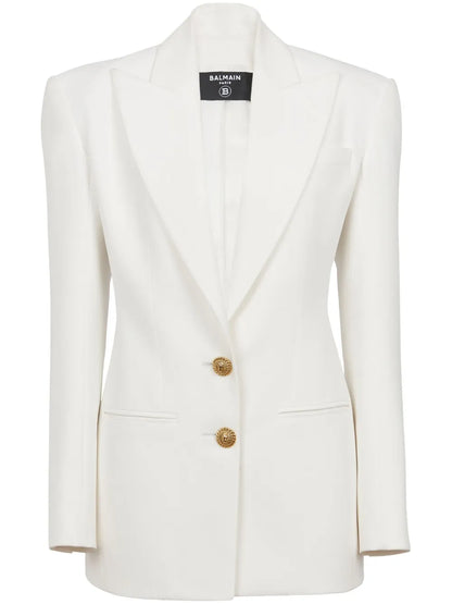 2-Button Single-Breasted Crepe Blazer
