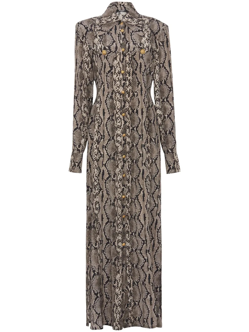 Snake-Print Maxi Shirt Dress