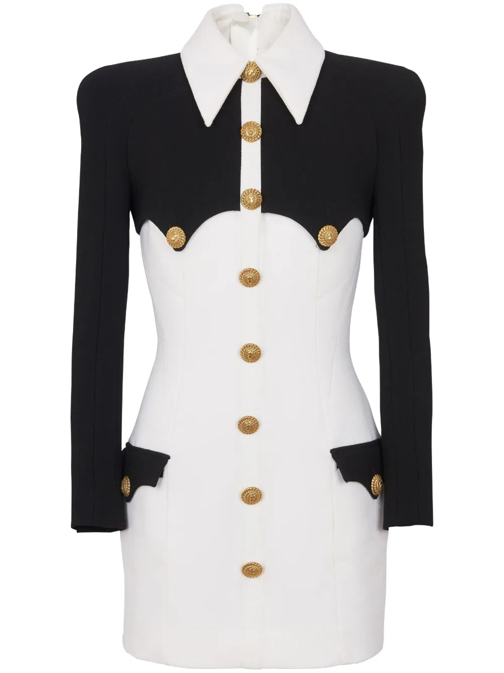 Buttoned Crepe Minidress