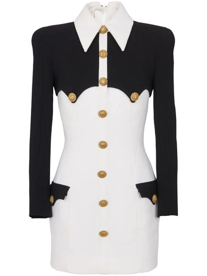 Buttoned Crepe Minidress