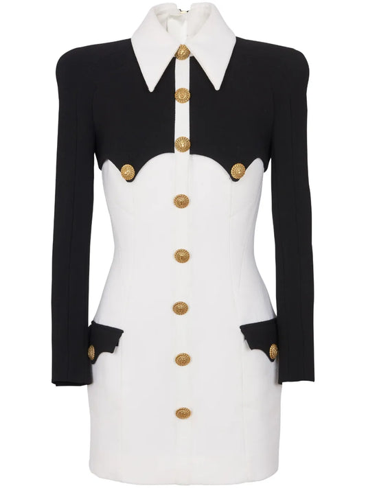 Buttoned Crepe Minidress