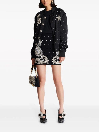 Paisley-Embroidered Miniskirt