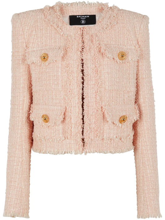 Collarless Tweed Jacket