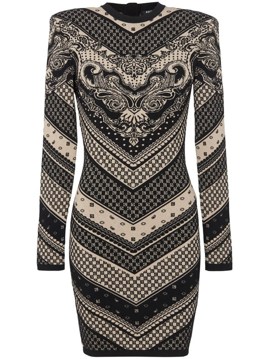 Monogram-Pattern Knitted Minidress